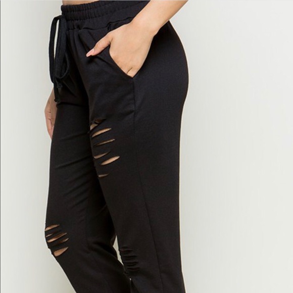 Distressed French Terry Sweatpants - Picture 5 of 5